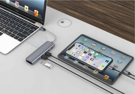 ADAPTER HUB 6W1 USB-C PD 100W 3x USB 3.0 HDMI 4K