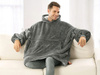 BLUZOKOC SZARY PONCZO BLUZA Z KAPTUREM KIESZEŃ KANGUR POLAR OVERSIZE 100% POLIESTER DLA MŁODZIEŻY DOROSŁYCH
