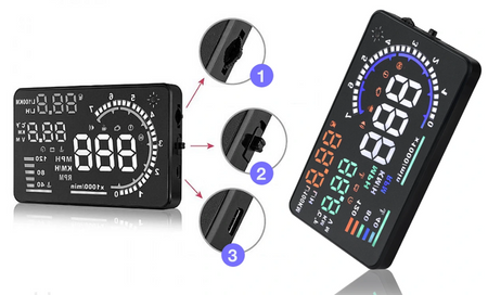 Wyświetlacz projektor LED LCD HUD OBD2 5.5 ZEGARY