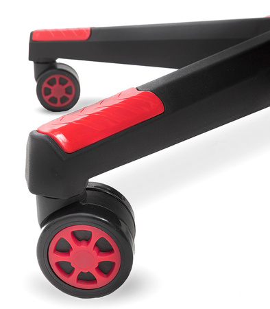 FOTEL GAMINGOWY Z PODNÓŻKIEM CZERWONY KUBEŁKOWY PIKOWANY BIUROWY MASAŻER GRACZA OBROTOWY NOWOCZESNY DLA GRACZA