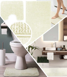 DYWANIKI ŁAZIENKOWE BATI 50 X 80 + 40 X 50 ZESTAW KOMPLET MAT MIĘKKI GRUBY SZYBKOSCHNĄCY ANTYPOŚLIZGOWY PLUSZOWY DO ŁAZIENKI TOALETY