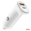 Ładowarka samochodowa USB-A+ USB-C 20W AMIO-03875