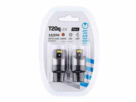 Żarówka VISION WY21/5W (T20q) 12/24V 6x 3020 SMD LED, nonpolar, CANBUS, pomarańczowa, 2 szt.