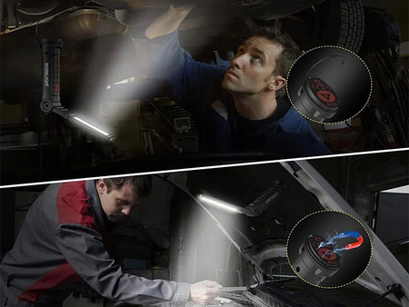 LAMPA WARSZTATOWA GARAŻOWA LED COB MOCNA SKŁADANA 5 TRYBÓW MAGNES HAK AKUMULATOR