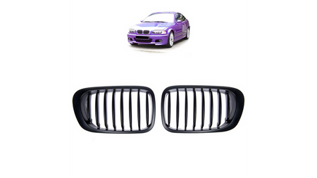 Grill sportowy pojedyncze żeberka Matt Black BMW 3 E46 przed liftem 1999-2003