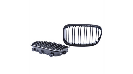 Grill sportowy podwójne żeberka Gloss Black  BMW 1 (F20, F21) Hatchback przed liftem 2011-2015