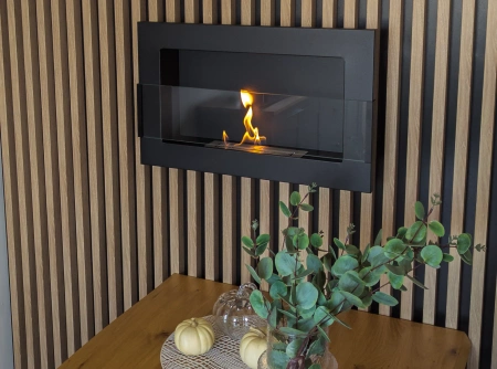 Biokominek 650x400 z szybą Czarny Strukturalny