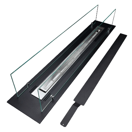 Biokominek do zabudowy wkład  100 cm czarny mat z szybami