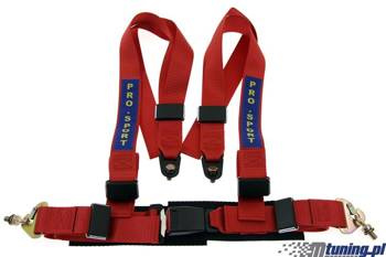 Pasy sportowe 4p 3" Red - Pro Sport