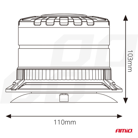 Lampa ostrzegawcza błyskowa kogut LED W29M 12V 24V AMIO-04110