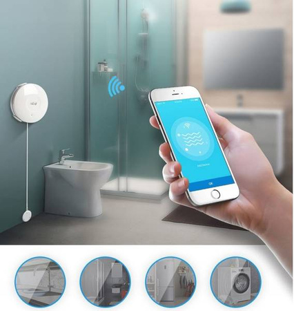 Inteligentny Czujnik Zalania NEO NAS-WS02W Sensor Wody, WiFi TUYA
