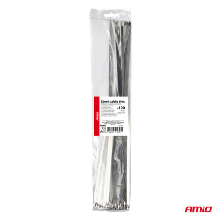 Opaski zaciskowe metalowe ze stali nierdzewnej 7.9x600mm 100 szt. AMIO-04327