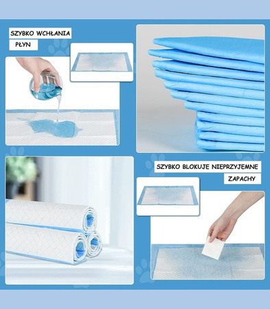 PODKŁADY CHŁONNE DLA PSA 60 X 60 100 SZT. MATY HIGIENICZNE DO NAUKI SIKANIA + WORKI