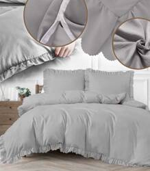 POŚCIEL Z FALBANKĄ KOMPLET DUŻA POSZWA NA KOŁDRĘ 160 X 200 CM PRZEŚCIERADŁO 180 X 220 CM POSZEWKA NA PODUSZKĘ 70 X 80 CM LUKSUSOWA MIĘKKA MIKROFIBRA