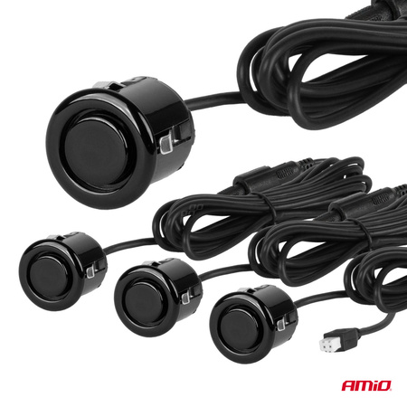 Zestaw czujników parkowania cofania Buzzer 4 sensory czarne "GOLD" 18 mm AMIO-01576