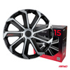 Kołpaki samochodowe 4szt. komplet EVO czarno srebrne 15" cali COLOR BOX