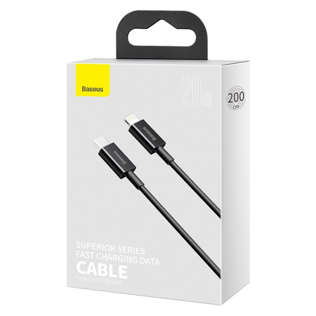 Kabel USB-C na Lightning Baseus Superior Series, 20W, PD, 1m czarny