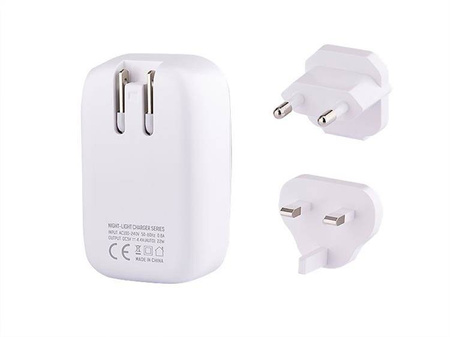 Ładowarka sieciowa MYWAY 4x USB 4.4A z dotykową lampką LED + adaptery - wtyczki do gniazd EU, UK i USA
