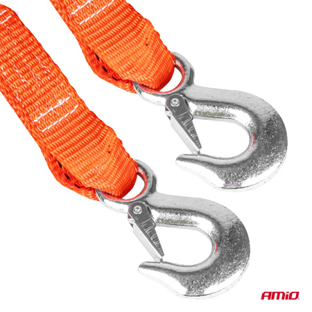 Lina holownicza linka do holowania taśmowa 3000 kg 35 mm 5 m hak + hak AMIO-02011