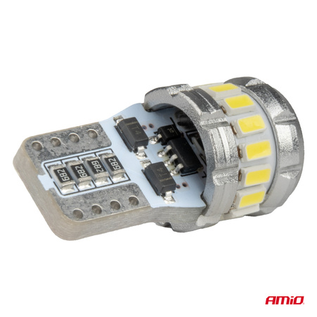 Żarówki LED CANBUS T10 W5W 16SMD 2SMD 3014 3030 White 12V 24V AMIO-04260