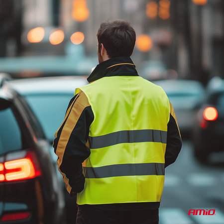 Kamizelka ostrzegawcza odblaskowa żółta XXXL z certyfikatem AMIO-03935