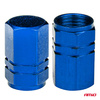 Aluminiowe nakrętki na wentyle kapturki niebieskie 4 szt AMIO-02239