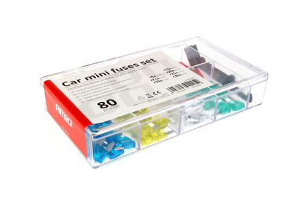 Bezpieczniki samochodowe płytkowe mini zestaw komplet 80 szt. MIX AMIO-02225