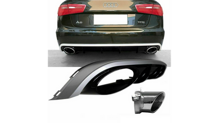 Tylny dyfuzor wraz z końcówkami wydechu AUDI A6 C7 przed liftem 2012-2015