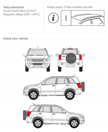 Bagażnik dachowy belki Suzuki Grand Vitara III