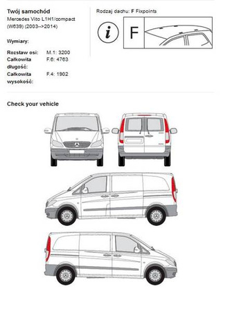Bagażnik dachowy dedykowany Mercedes Viano 2003 -