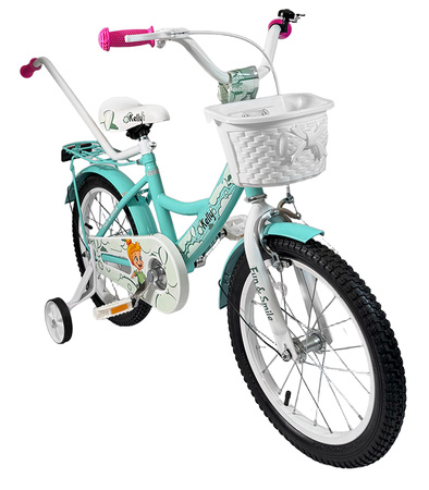 ROWEREK DZIECIĘCY 16 CALI MIĘTOWY DZWONEK HAMULEC KOSZYK BAGAŻNIK KOŁA BOCZNE KOŁA DRĄŻEK DLA DZIECI