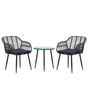 ZESTAW MEBLI OGRODOWYCH NAPOLI CZARNY KRZESŁA STOLIK PODUSZKI SZKŁO HARTOWANE TECHNORATTAN BOHO PLECIONKA