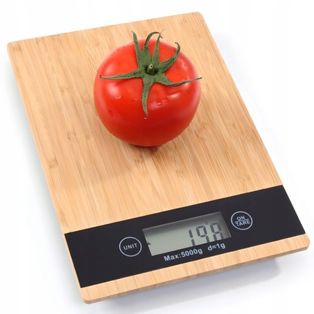 ELEKTRONICZNA WAGA KUCHENNA PŁASKA BAMBUSOWA LCD 5KG