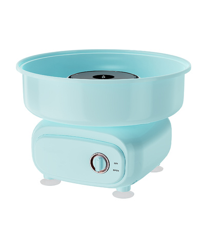 MASZYNA DO WATY CUKROWEJ NIEBIESKA URZĄDZENIE ELEKTRYCZNE DOMOWE DO ROBIENIA WATY DO ZABAWY DLA DZIECI DOROSŁYCH MIARKA PATYCZKI MIESZADŁO NA PRZYJĘCIA IMPREZY