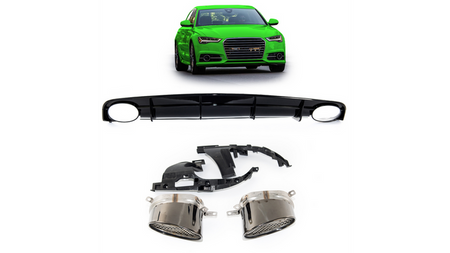 Tylny dyfuzor wraz z końcówkami wydechu AUDI A6 C7 Facelift 2016-2018