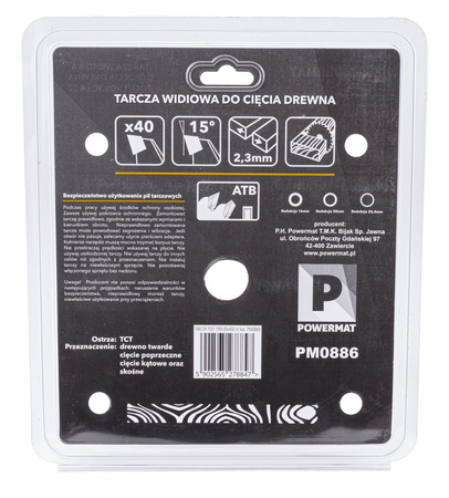 Tarcza widiowa do drewna 190x30 40z TDD-190x30x40Z