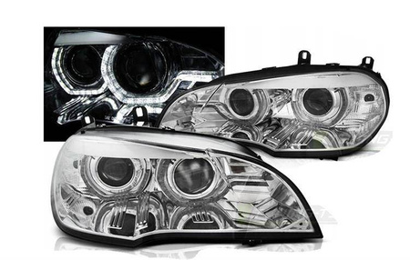Lampy Bmw X5 E70 07-10 ringi 3d drl chrome xenon
