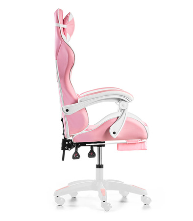 FOTEL GAMINGOWY Z PODNÓŻKIEM RÓŻOWY BIAŁY KUBEŁKOWY BIUROWY OBROTOWY REGULOWANY NOWOCZESNY MASAŻER DLA GRACZA DZIECI MŁODZIEŻY