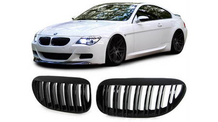 Grill sportowy podwójne żeberka Gloss Black BMW 6 E63 E64 2003-2010