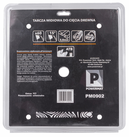 Tarcza widiowa do drewna 305x30 60z TDD-305x30x60Z
