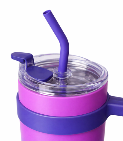 KUBEK TERMICZNY RÓŻOWO-FIOLETOWY 1200 ML  BIDON DUŻY DO SAMOCHODU TERMOS ZE SŁOMKĄ KUBEK PODRÓŻNY TERMOS WIELOKROTNEGO UŻYTKU