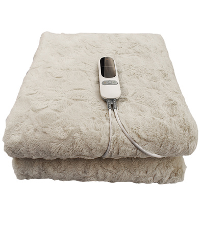 KOC ELEKTRYCZNY GRZEJĄCY Z PILOTEM PUSZYSTY MIĘKKI 180 X 160 BEŻOWY DWUOSOBOWY Z TIMEREM