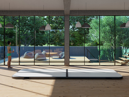 AIRTRACK 4 M CZARNY GRUBOŚĆ 20 CM UDŹWIG 500 KG ŚCIEŻKA AKROBATYCZNA MATA GIMNASTYCZNA MATERAC DMUCHANY MOCNY POMPKA TORBA DO ĆWICZEŃ ZABAWY DLA DZIECI DOROSŁYCH