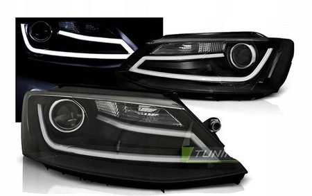 Lampy Reflektory Vw Jetta VI 11- black led drl