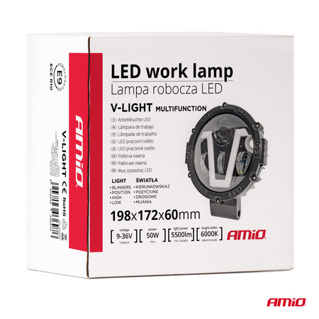 Lampa robocza LED V-LIGHT dodatkowa ozdobna 12V 24V AMIO-03697