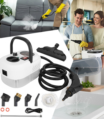 MYJKA PAROWA 1500 W BIAŁA PAROWNICA CZYŚCIK URZĄDZENIE CZYSZCZĄCE ZASILANE DO MYCIA CZYSZCZENIA KUCHNI ŁAZIENKI RÓŻNYCH POWIERZCHNI