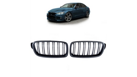 Grill sportowy podwójne żeberka Matt Black BMW 3 F30 F31 2011-2019