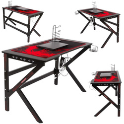 BIURKO GAMINGOWE KOMPUTEROWE STÓŁ DLA GRACZA Z OŚWIETLENIEM LED