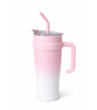 KUBEK TERMICZNY RÓŻOWO-BIAŁY 1200 ML BIDON DUŻY DO SAMOCHODU TERMOS ZE SŁOMKĄ KUBEK PODRÓŻNY TERMOS WIELOKROTNEGO UŻYTKU