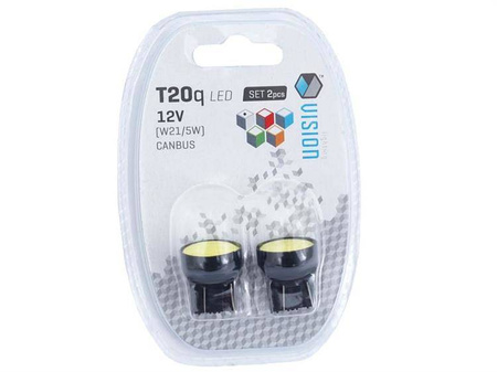 Żarówka VISION W21/5W (T20q) 12V 1x COB LED, CANBUS, biała, 2 szt.